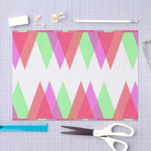Papier Mousseline Triangles rouge et vert (Artisanat)