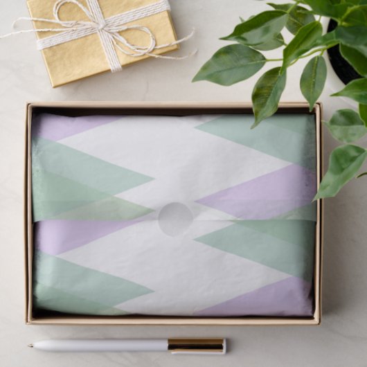 Papier Mousseline Triangles vert et lilas (Cadeau)