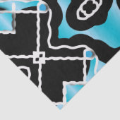 Papier Mousseline Tribal Contemporary Turquoise Noir Blanc Motif (Détail)