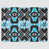 Papier Mousseline Tribal Contemporary Turquoise Noir Blanc Motif (Recto)