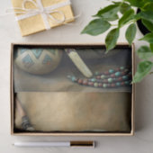 Papier Mousseline Tribal Pottery & Feather Staff Decoupage (Cadeau)