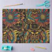 Papier Mousseline Tribal Turquoise "Aztec Dream" Tissu Cadeau (Artisanat)