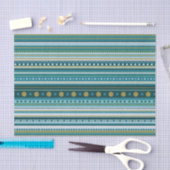 Papier Mousseline Tribal Turquoise Bleu Motif Tissu Papier papier (Artisanat)