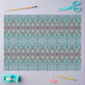 Papier Mousseline Tribal Western Blue Turquoise Art Motif Bull Skull (Artisanat)