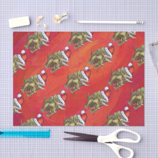 Papier Mousseline Tricératops Noël En Rouge (Artisanat)