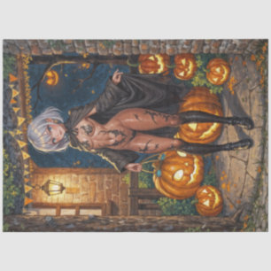 Papier Mousseline Trick or Treater, courageuse fille en costume d'Ha