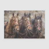 Papier Mousseline Trio de chevaux rustique Découpage occidentale (Recto)