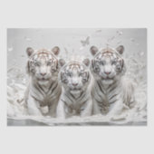 Papier Mousseline Trio de tigres blancs - Découpage - (Recto)