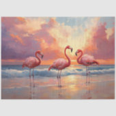 Papier Mousseline Trio Flamant rose sur la page Découpage plage (Recto)
