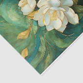 Papier Mousseline Trio Gardenia Blanc Doré, Fleurs Formelles (Détail)
