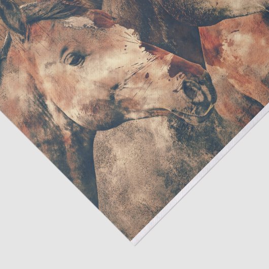 Papier Mousseline Trio Rustique Horses (Détail)