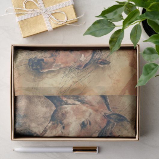 Papier Mousseline Trio Rustique Horses (Cadeau)