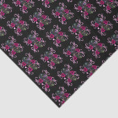 Papier Mousseline Triple Jour Noir Des Crânes Morts Roses Rose (Détail)