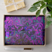 Papier Mousseline Trippy Black et Magenta Retro Liquid Swirl (Cadeau)