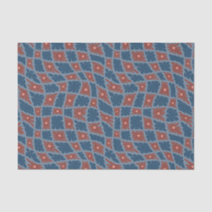 Papier Mousseline Trippy super 60s Flower Checks Blue Red