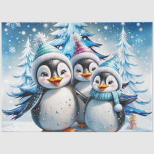 Papier Mousseline Trois adorables pingouins