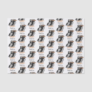 Papier Mousseline Trois adorables Puffin debout ensemble Carton