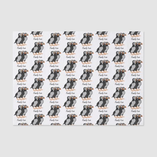 Papier Mousseline Trois adorables Puffin debout ensemble Carton (Recto)