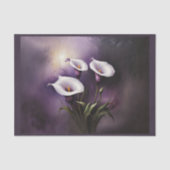 Papier Mousseline Trois calla énigmatique lys fleurs sur violet (Recto)
