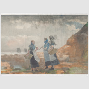 Papier Mousseline Trois filles de pêche (à Tynemouth, Northumberland