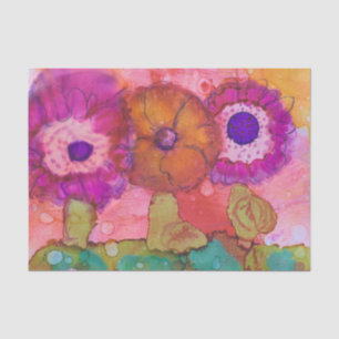 Papier Mousseline Trois fleurs folles Boho Conception alcoolique