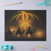 Papier Mousseline Trois Hommes Sages Voyageant Avec Des Camels Sous  (Artisanat)