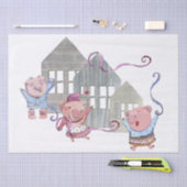 Papier Mousseline Trois petits cochons avec leurs maisons (Artisanat)