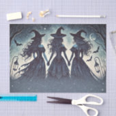 Papier Mousseline Trois sorcières à la soirée d'Halloween étoilée (Artisanat)