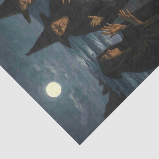 Papier Mousseline Trois Sorcières Brew Cauldron Pleine lune Beach (Détail)