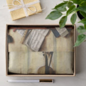 Papier Mousseline Trompe l'oeil avec violon, livre de musique et enr (Cadeau)
