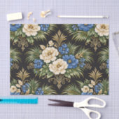 Papier Mousseline Tropical Blue Palm Floral (Artisanat)