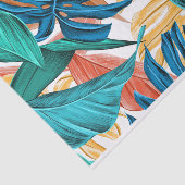 Papier Mousseline Tropical Blue yelllow leaves (Détail)