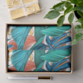 Papier Mousseline Tropical Blue yelllow leaves (Cadeau)