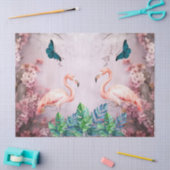 Papier Mousseline Tropical Cherry Blossom & Flamants roses roses Déc (Artisanat)