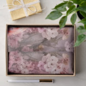 Papier Mousseline Tropical Cherry Blossom & Flamants roses roses Déc (Cadeau)