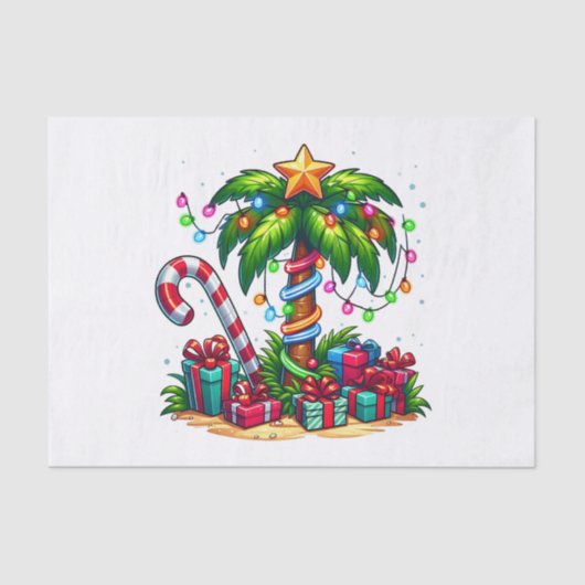 Papier Mousseline Tropical Christmas Holiday Palm Tree (Recto)