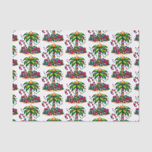 Papier Mousseline Tropical Christmas Holiday Palm Tree Motif (Recto)