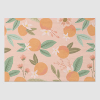 Papier Mousseline Tropical Citrus Floral Rose