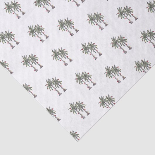 Papier Mousseline Tropical Decorated Palm Trees Christmas Lights (Détail)