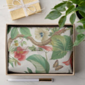 Papier Mousseline Tropical Flowers with Beautiful Red & Teal Bird (Cadeau)