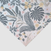 Papier Mousseline Tropical Grey Gold Foliage Floral Pattern (Détail)