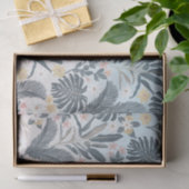 Papier Mousseline Tropical Grey Gold Foliage Floral Pattern (Cadeau)