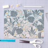 Papier Mousseline Tropical Grey Gold Foliage Floral Pattern (Artisanat)