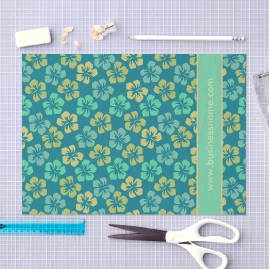 Papier Mousseline Tropical Hibiscus Flower Pattern Custom Text (Artisanat)