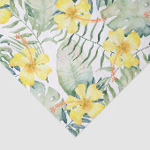Papier Mousseline Tropical Jaune Hibiscus Floral Réception de Mariag (Détail)
