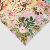 Papier Mousseline Tropical leopard print floral Hawaiian pink yellow (Détail)