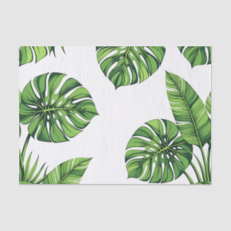 Papier Mousseline Tropical Monstera Leaves Seamless Pattern Green