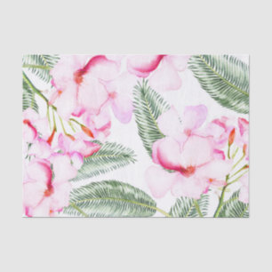 Papier Mousseline Tropical Oasis Rose Vert Floral Hawaïen Mariage