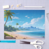Papier Mousseline Tropical Ocean Island Sandy Beach Shore (Artisanat)