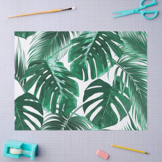 Papier Mousseline Tropical Palm Feuilles découpage Tissu (Artisanat)